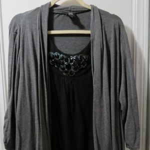 Black dress shirt attached with Gray sweater